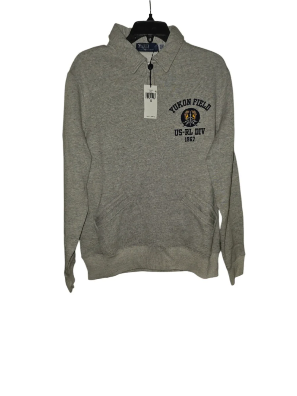 Polo Ralph Lauren Yukon Field US RL Athletic Division Pullover Sweater Grey Sz M